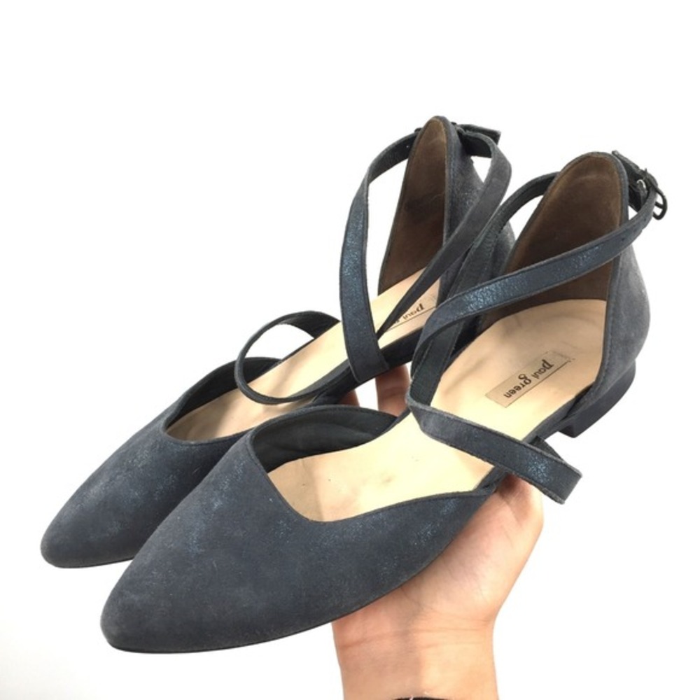 Paul Green MARGO Blue green metallic ballet flat‎ shoes ankle strap classic  5